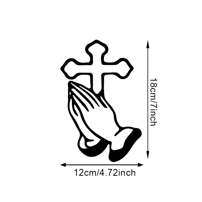 12x18cm Cross Praying Hands Christian Car Sticker, Fashion Waterproof Vinyl Decal Car Styling Decoration Accessories New