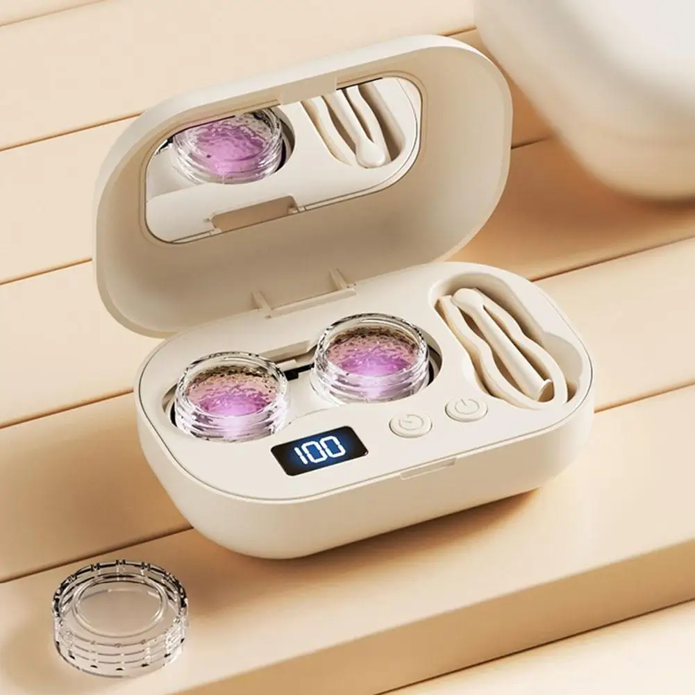 Ultraschall-Kontaktlinsenreiniger, Hochfrequenz-Vibrations-Reinigungsbox für Kontaktlinsen, für Reisen und tägliche Pflege