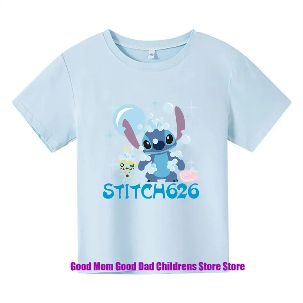 Disney, Stitch, StarCraft, Comfortable, Anime, Cartoon, T-shirt, Casual, Loose, Fashionable, Looking Good, Boys, Girls, Summer