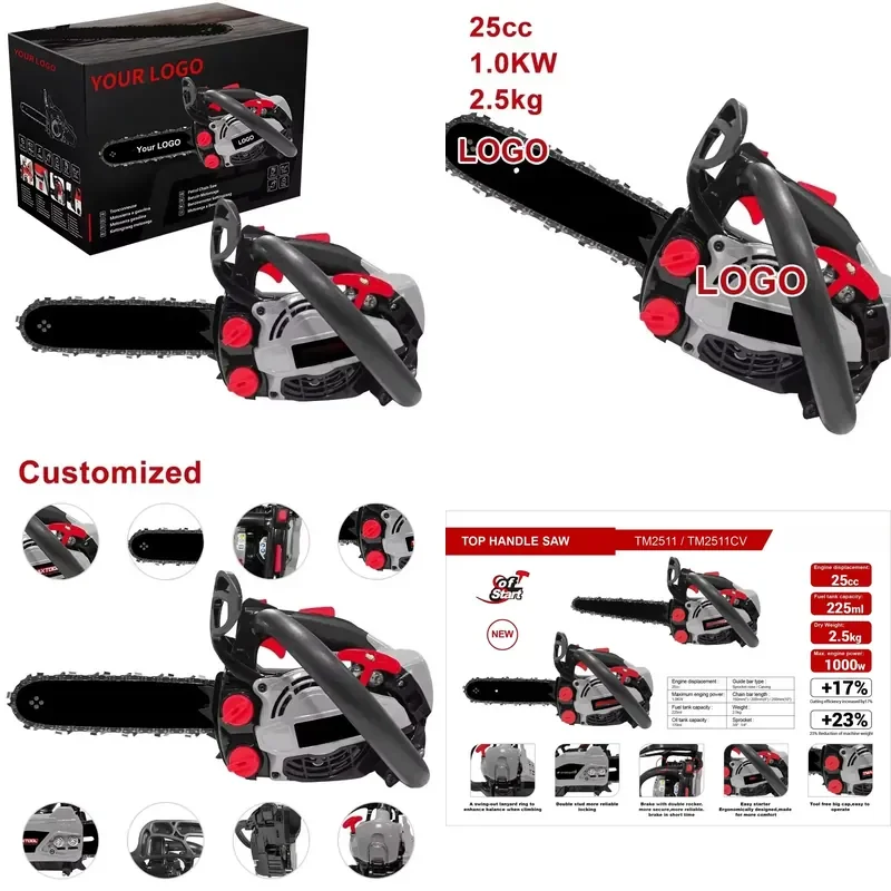 New Portable 8 Inch 10 Inch Top Handle 2-Stroke 25cc Mini Pruning Hand Chain Saw for All Compatible Models