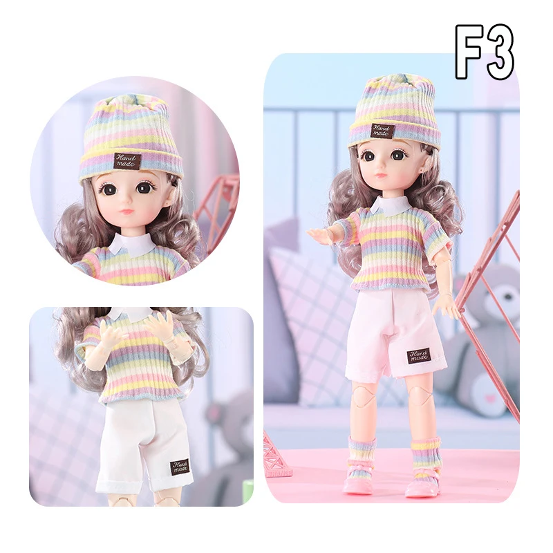 12 Inch 30cm 1/6 Girl Bjd Dolls with Clothes Skirt Hat Headdress Dress Up DIY Toys Dollhouse Accessories Children Birthday Gifts