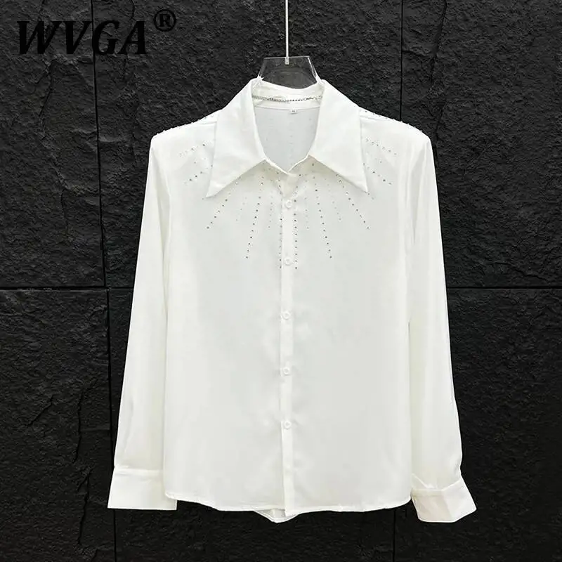 

WVGA Spring Summer New Men's High Street Tide Diamond Design Fashion Long Sleeve Shirts Stylish Niche Chic Casual Tops Ins W7484