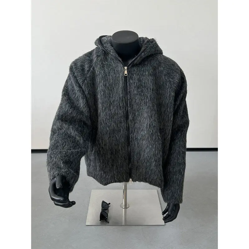 

Мужская вязаная шапка в стиле ретро в американском стиле, свитер, пальто с автомобилем, повседневное весенне-осеннее пальто из полиэфирного волокна, длинная молния све