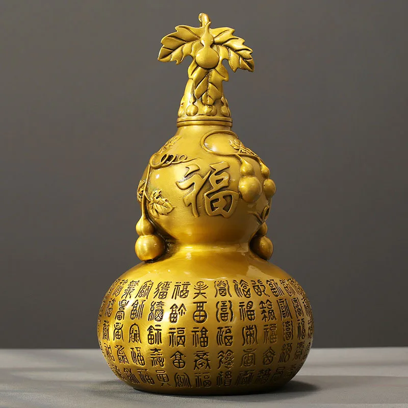 Copper Brass Baifu Gourd Statue Chinese Fengshui Decor Lucky Gift Large Size 58cm,48cm,38cm,30cm,18cm