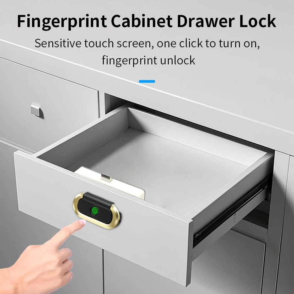 Hidden Electronic Drawer Lock Privacy File Storage RGB Indicator Keyless Fingerprint Cabinet Lock for Drawer Wardrobe Locker