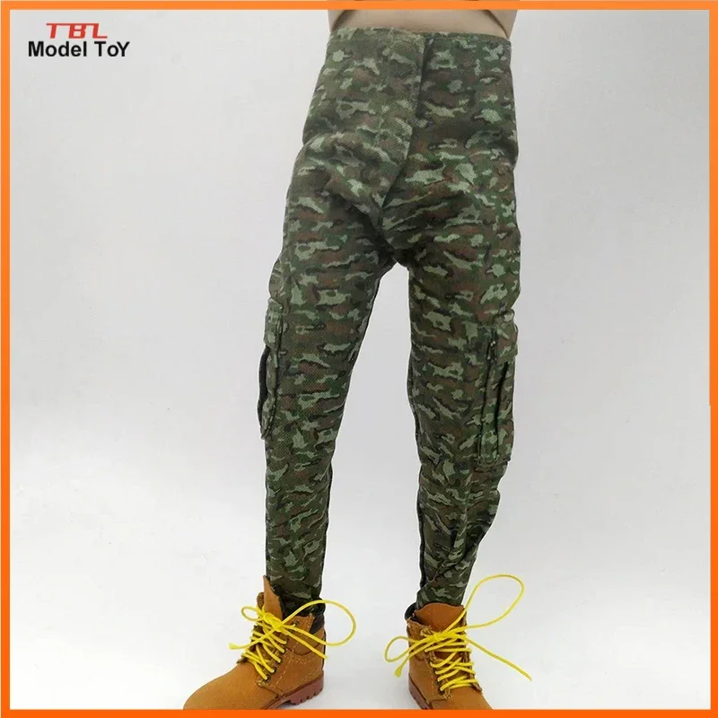 Pantalones de camuflaje de soldado masculino a escala 1/6, modelo de pantalones verdes para 12 pulgadas, juguetes de figuras de acción