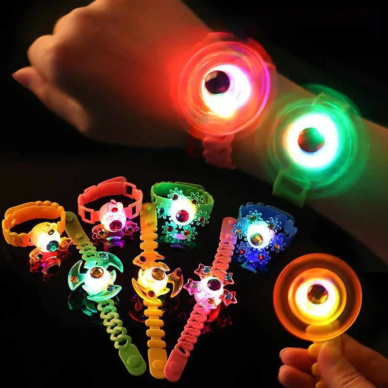 5Pcs New Children's Light-emitting Rotating Bracelet Toys Creative Flash Rotating Gyro Watch Kindergarten Birthday Gifts Toys