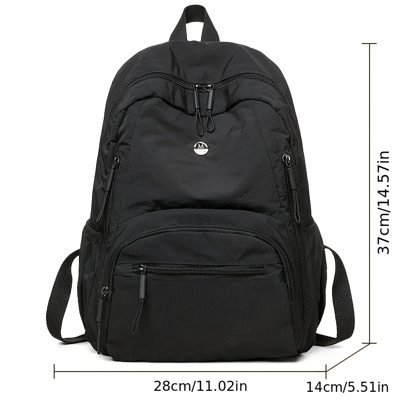Nylon Unisex Backpack Solid Color Lightweight Multi functional Large Capacity for School College Travel Students Fashion Casual
