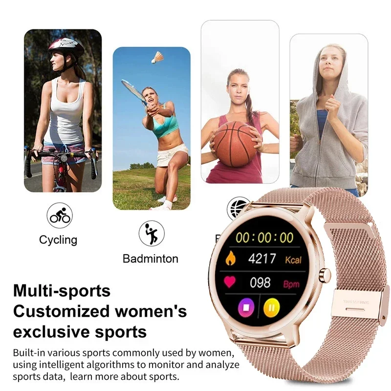 RUMOCOVO® Smart Watch Ladies Full Touch Screen Sports Fitness Watch IP67 waterproof Bluetooth For Android IOS  Ladies Smartwatch