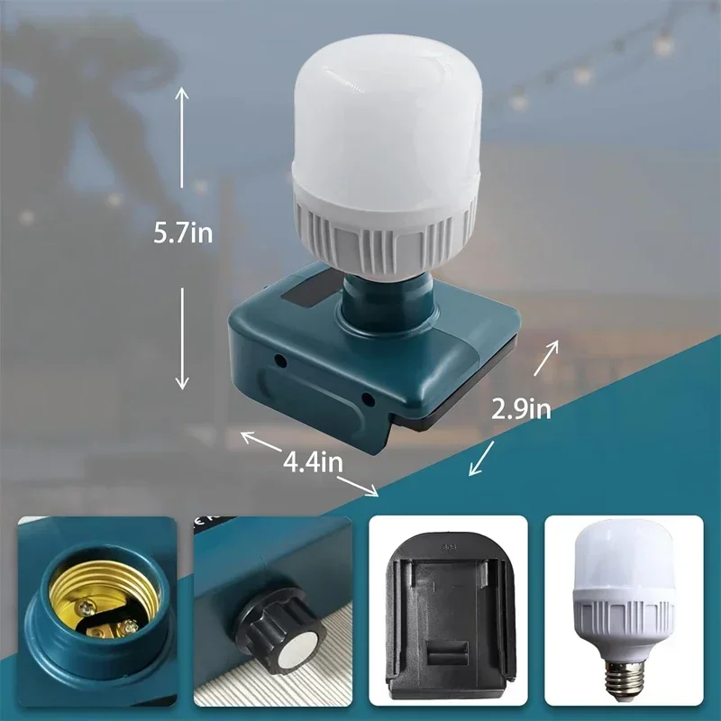 ไร้สายไฟ LED ทํางาน Super Bright LED โคมไฟไฟฉุกเฉินสําหรับ Makita 18V แบตเตอรี่สําหรับตั้งแคมป์เดินป่า (ไม่มีแบตเตอรี่)