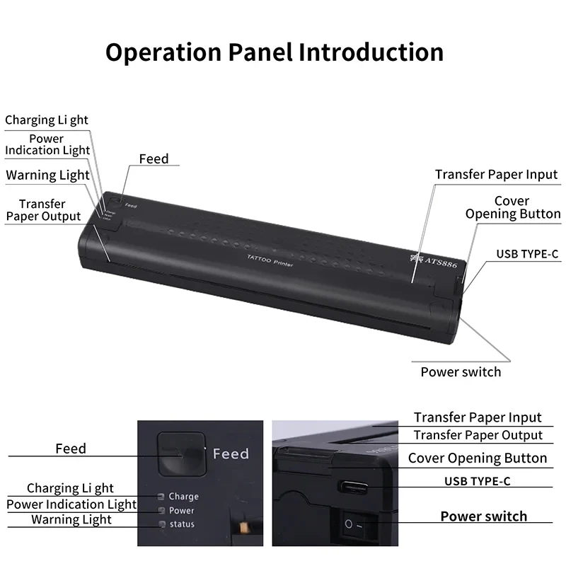 Tattoo Stencil Overdracht Printer Ats886 Tattoo Printer Draagbare Thermische Stencil Maker Lijn Foto Tekening Afdrukken Kopieermachine