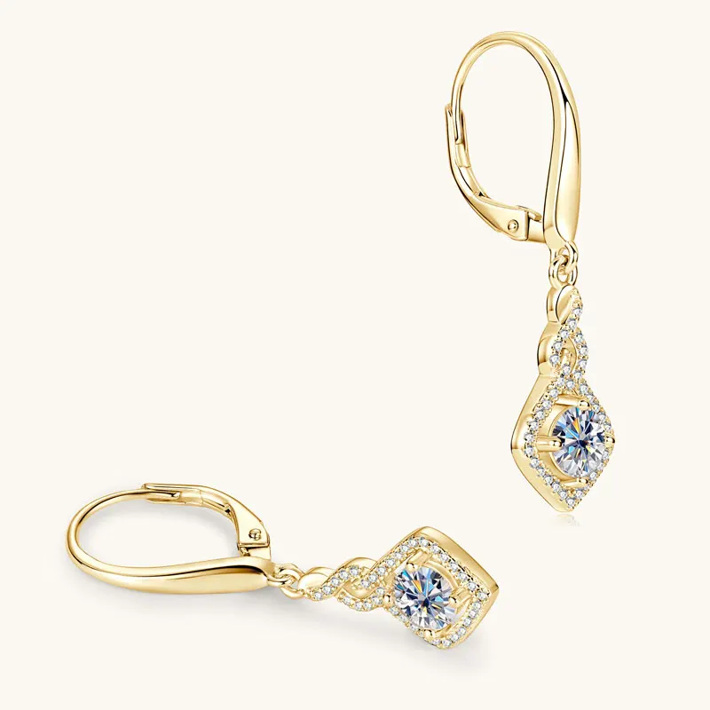 Anziw 0.5CT 5mm D Moissanite Drop Hoop Earrings for Women 925 Silver Flame Design Pendant Wedding Engagement Earrings 2025 New