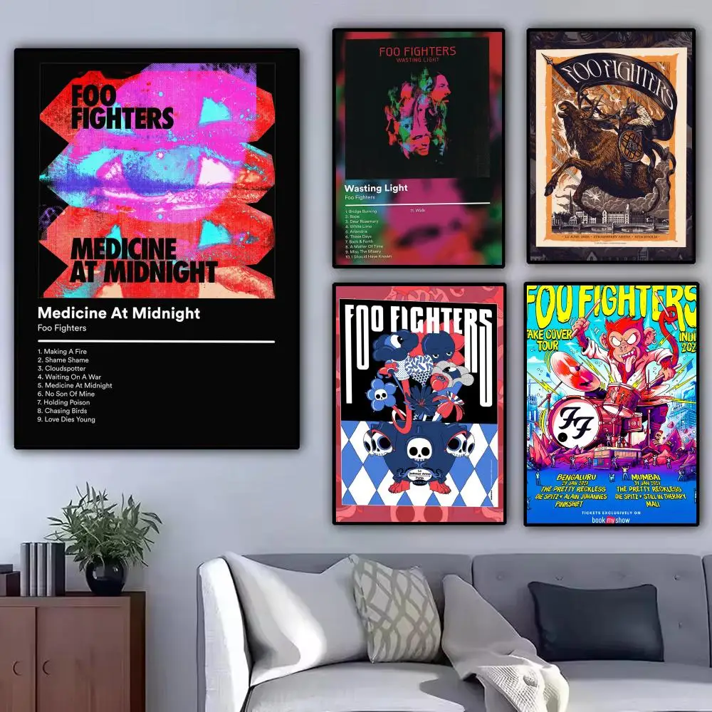 Singer Album F-Foo Fighters Painting Calligraphy Modern Canvas Poster Wall Art Aesthetic Bedroom Decor for Cafe Home Gift