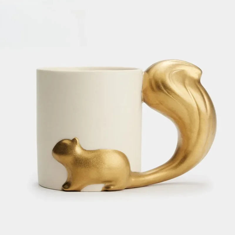 Squirrel Ceramic Embossed Mug Office Drinking Cup Gift Box Gift