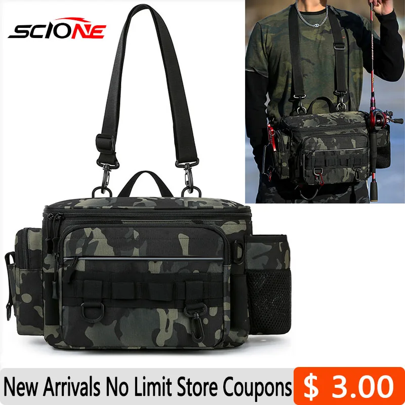 New Large-Capacity Fishing Bag Outdoor Single-Pole Tool Storage Bag Lightweight Wear-Resistant Lure Bag Tactical Bags X232N2