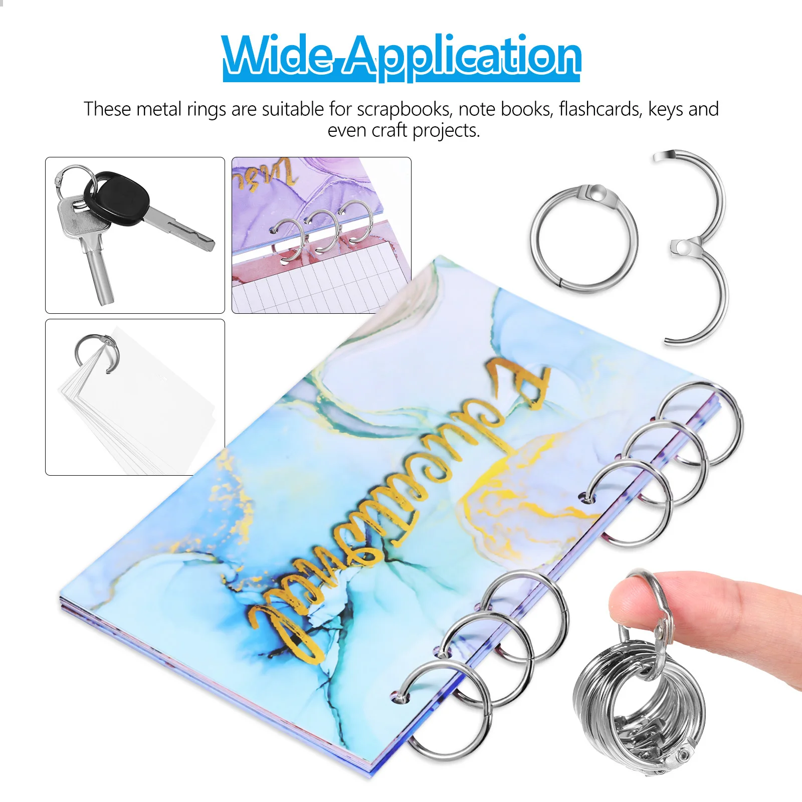 

120Pcs Metal Binder Rings Tightly Closed Rust Resistant Smooth Surface Easy Use Scrapbooks Notebooks Keys Craft Projects