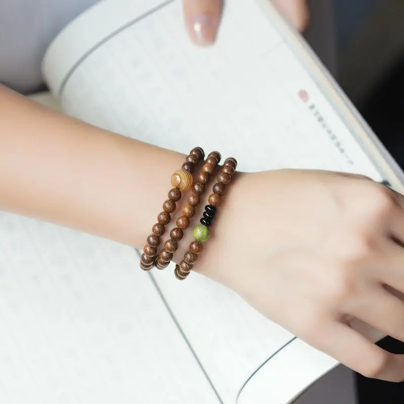 

Золотые шелковые бусины из сандалового дерева, несколько кругов из маленьких бусин Будды, натуральные погружные деревянные украшения для рук, подарки