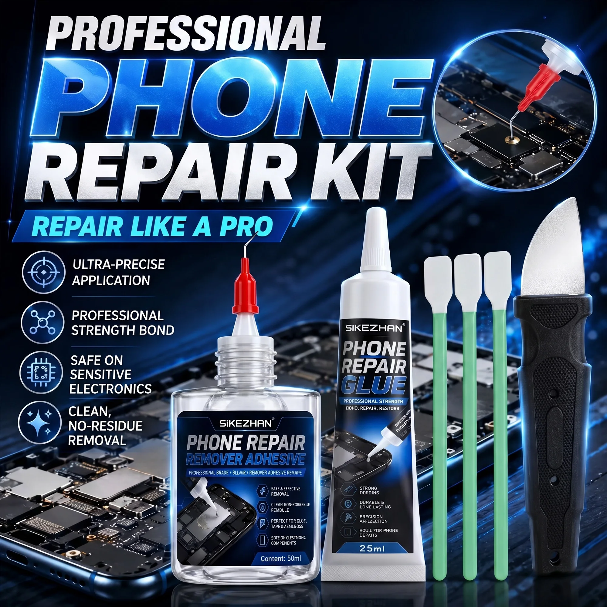 Phone Screen Repair Glue Adhesive Remover Kit LCD Display Frame Back Cover Bonding Clean Disassembly Tool Set for Mobile Repairs