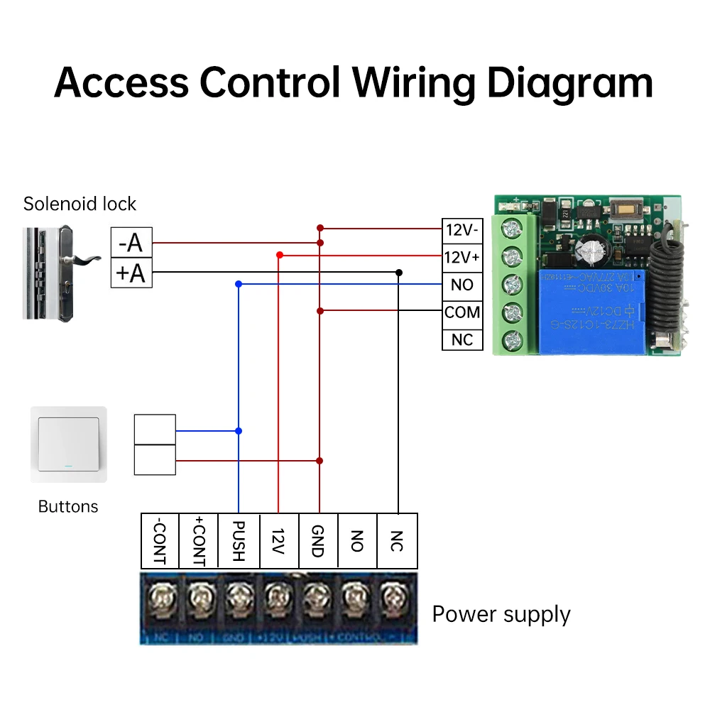 433 Mhz Universal Wireless Remote Control Switch DC 12V 1CH Relay Receiver Module and RF Transmitter Electronic Lock Diy