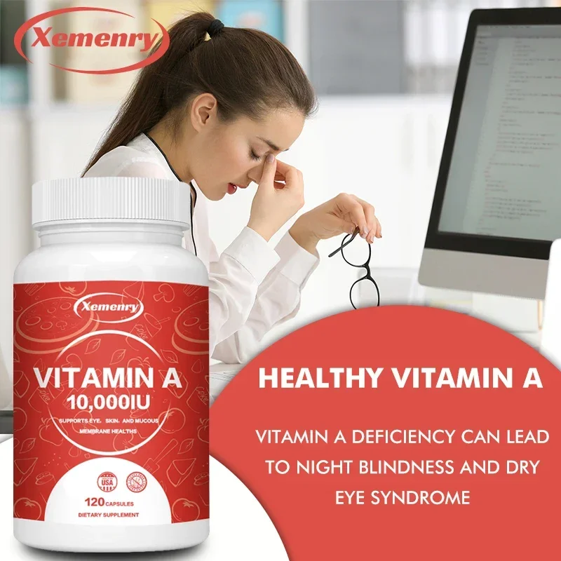 

Vitamin A Capsules 10000IU - Supports Skin, Eye, Bone Health, Antioxidants, Enhances Immunity, and Maintains Overall Health Supp