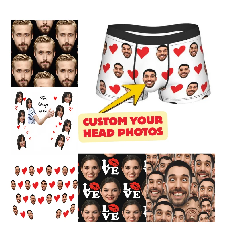 Custom Your Head Trunk  3D Pouch Underwear Trenky Customs Boxer Brief Funny Men Panties Plus Size