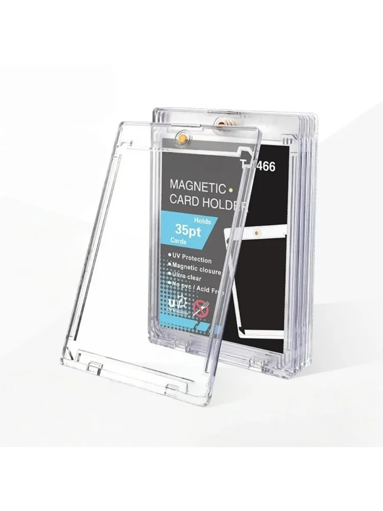 10 Stück Magnetische Kartenhalter 35PT Harte Kunststoff-Aufbewahrungsboxen UV-Beständige Acryl-Kartenhalter für Sammler Präsentationsbox