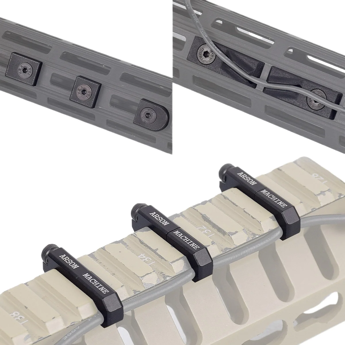 Arson Machine 3PCS M-LOK Switch Cable Clip Wire Guide System For SureFire M300 M600 PEQ Weapon Light Cable Management Picatinny