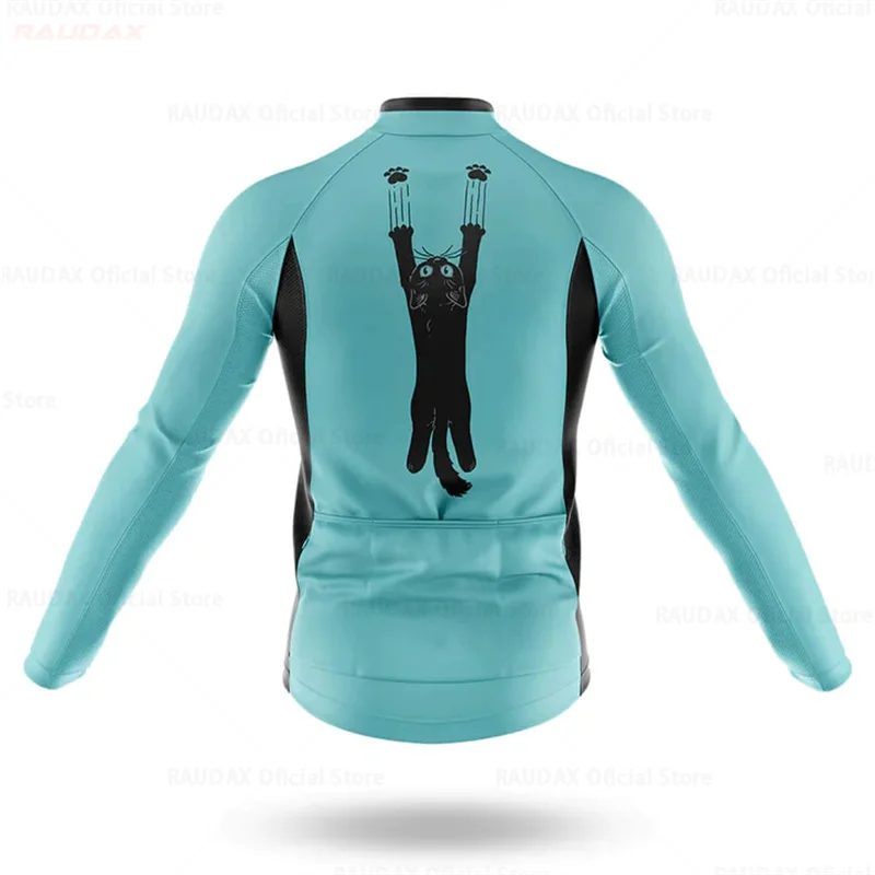 CARTOON Cat Cycling Jersey Long Sleeves Men&Women MTB Jersey Bicycle Shirt Team Bike Wear Spring/Autumn Premium Cycle Clothes