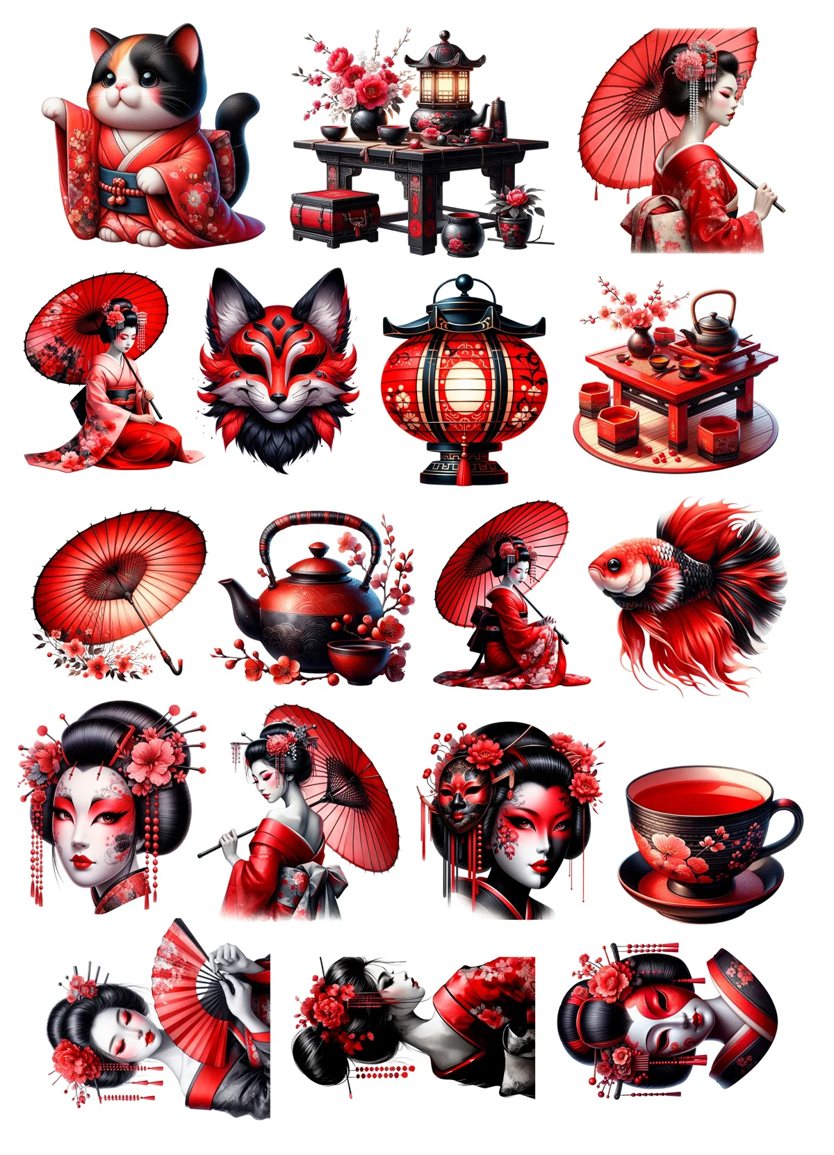 18 niedliche japanische Geisha-Mädchen-Aufkleber für DIY-Tagebücher, Planer, Laptop-Dekorationen, Bücher, hochwertige Drucke – Detail 2
