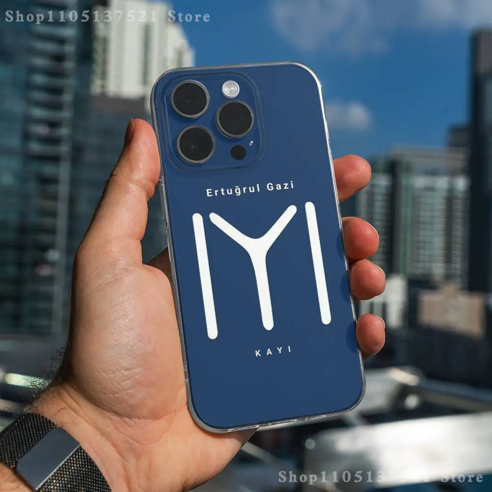 Casing HP Resurrection Ertugrul Kayi Flag untuk iPhone 17,16,15,14,13,12,11 Pro,Max,Plus,X,XS,XR,SE4,E Mini Transparan Soft Cover