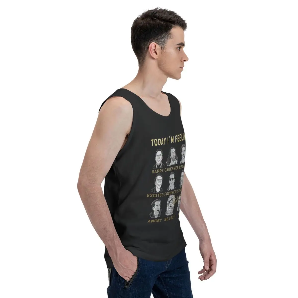 Merry Christmas St Nicolas Cage 100% Cotton Men's Sweatshirt Vest Sleeveless Clothing Tees Men Tank Tops T-shirt