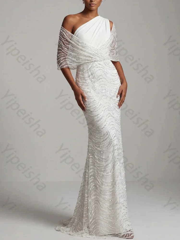Customized Sparkly Beaded Mermaid One Shoulder Mother of The Bride Dresses Elegant Formal Dress High Quality Prom Party Gowns