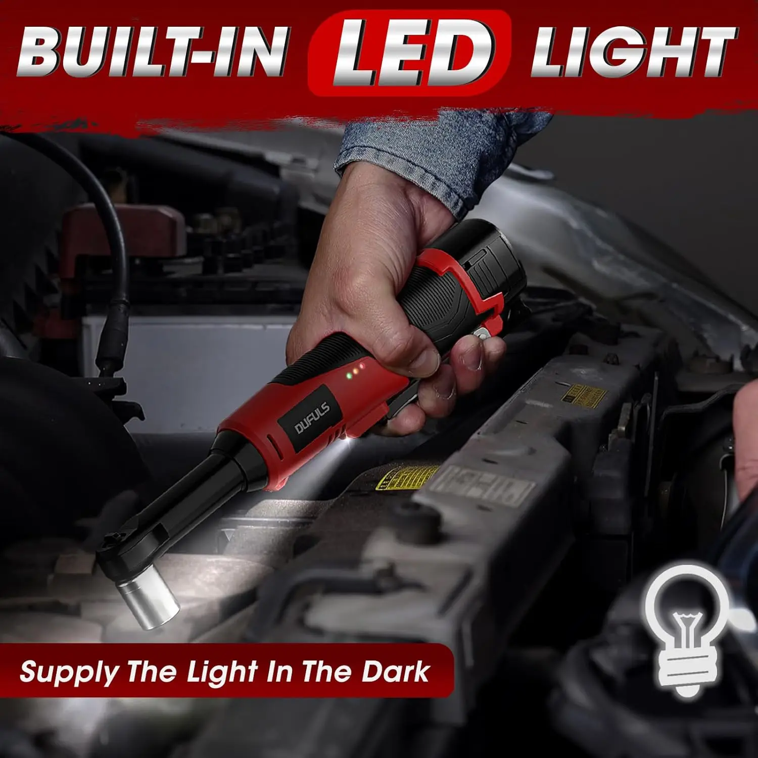 3/8' 18V 무선 라쳇 렌치, 550RPM, 40 Ft-Lbs, 4인치 전동 라쳇, 2x 2000mAh 배터리 및 충전기 포함, 8개 소켓 포함