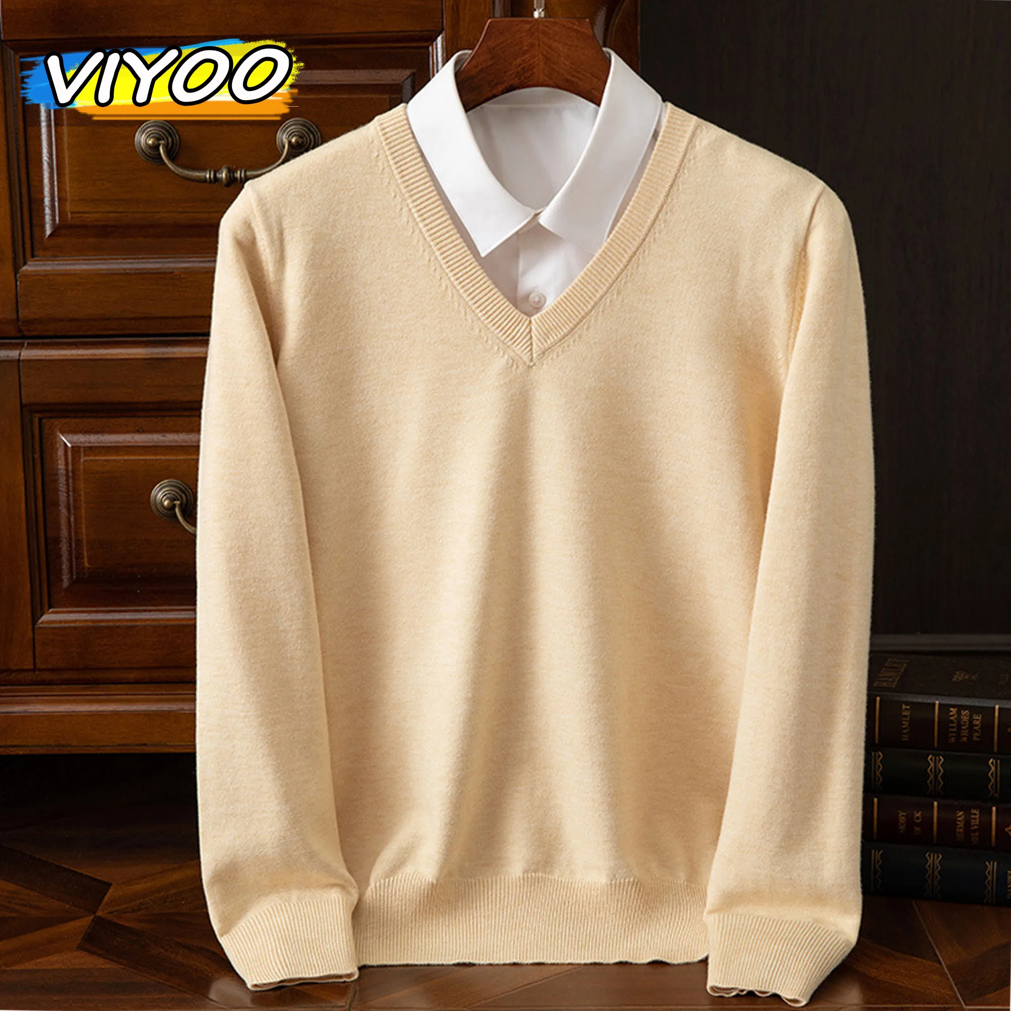 Men's Women's High Quality Autumn Winter Clothing Pullover V-Neck Long Sleeve Tops Blouse Formal Undershirts For Men