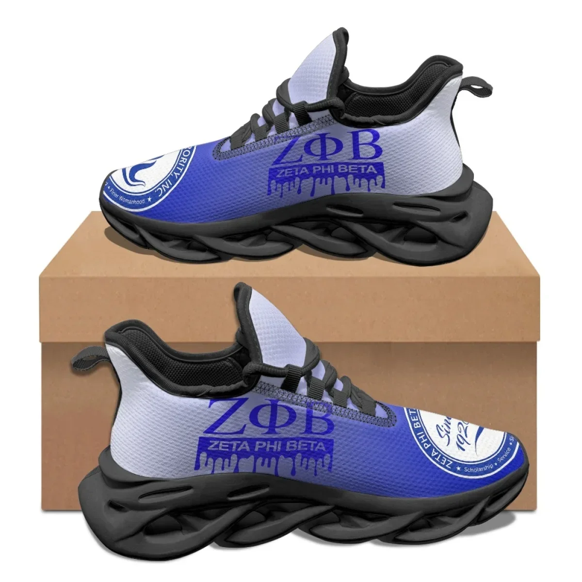 Zeta Phi Beta Luxurious Design Trend Lace-Up Sneakers Sorority Gifts Non-Slip Soft Sole Walking Shoes Lightweight Flats Shoes