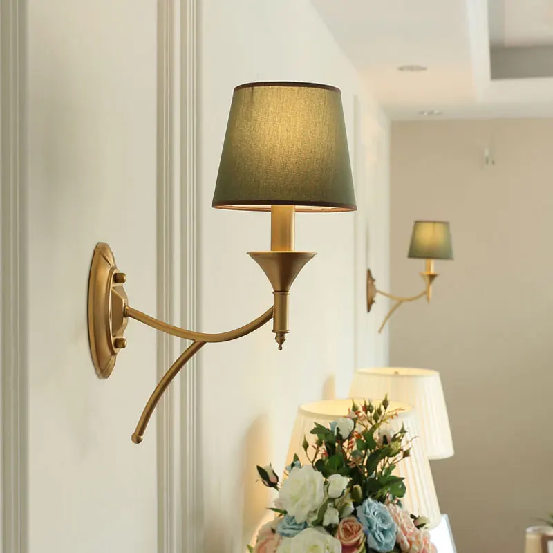 New Creative Fabric E14 Wall Lamp Bedroom Bedside Lamp Modern Simple European Living Room Hotel Study Office Wall Light Lamps