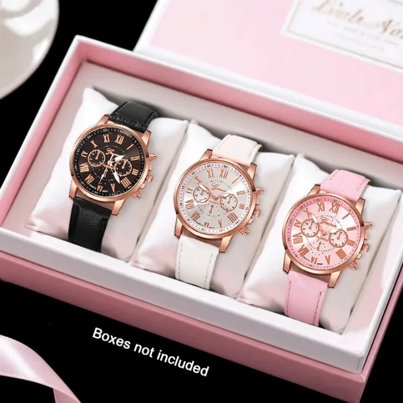 3pc Women's Light Luxury Four Piece Watch Gift | Fashionable Quartz Watch , Showcasing Daily Elegance