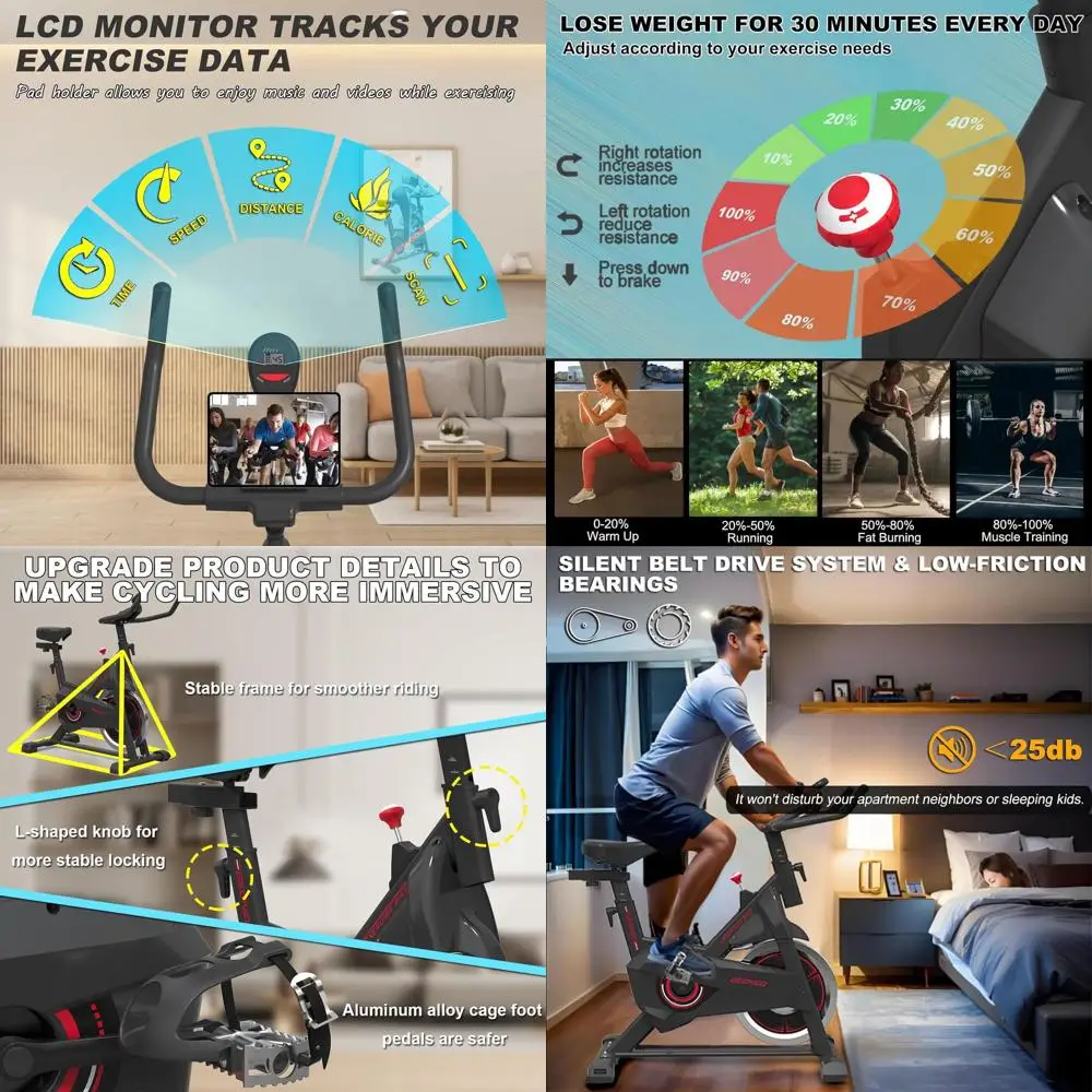 

Exercise Bikes Stationary,Exercise Bike for Home Indoor Cycling Bike for Home Cardio Gym,Workout Bike with Mount & LCD Monitor,S