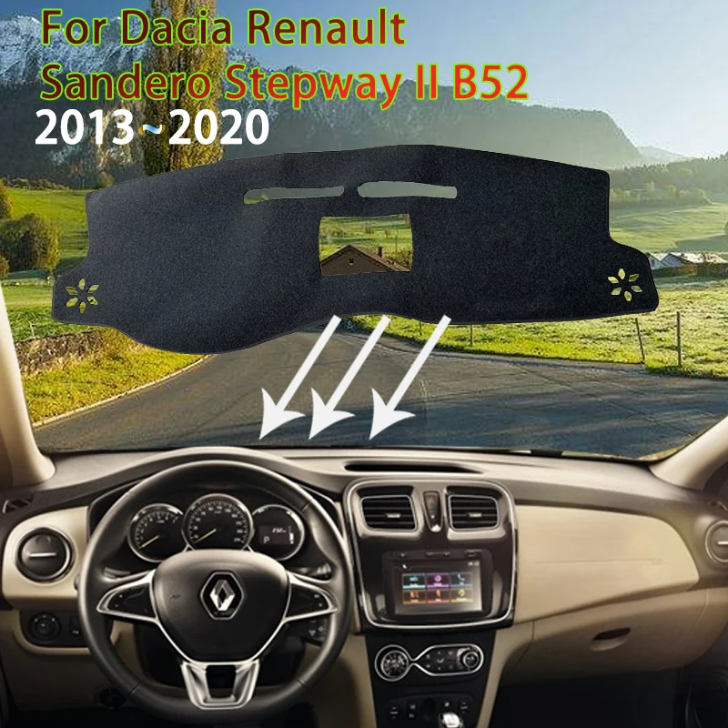 

Dashboard Cover Dash Board Mat Carpet Pad for Dacia Renault Sandero Stepway II B52 2013~2020 Sunshade Cape Cushion Accessories