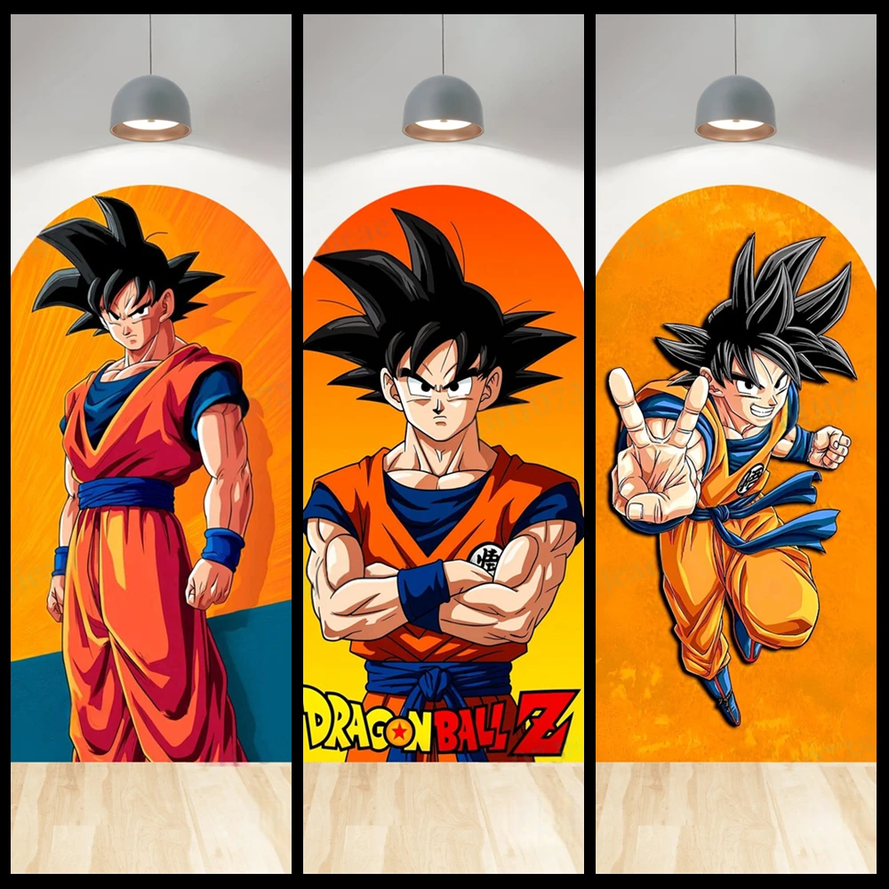 Dragon Ball Goku Arch Backdrop Customized Kids Boy Birthday Party Decorations Photography Stretch Orange Baby Shower Supplies