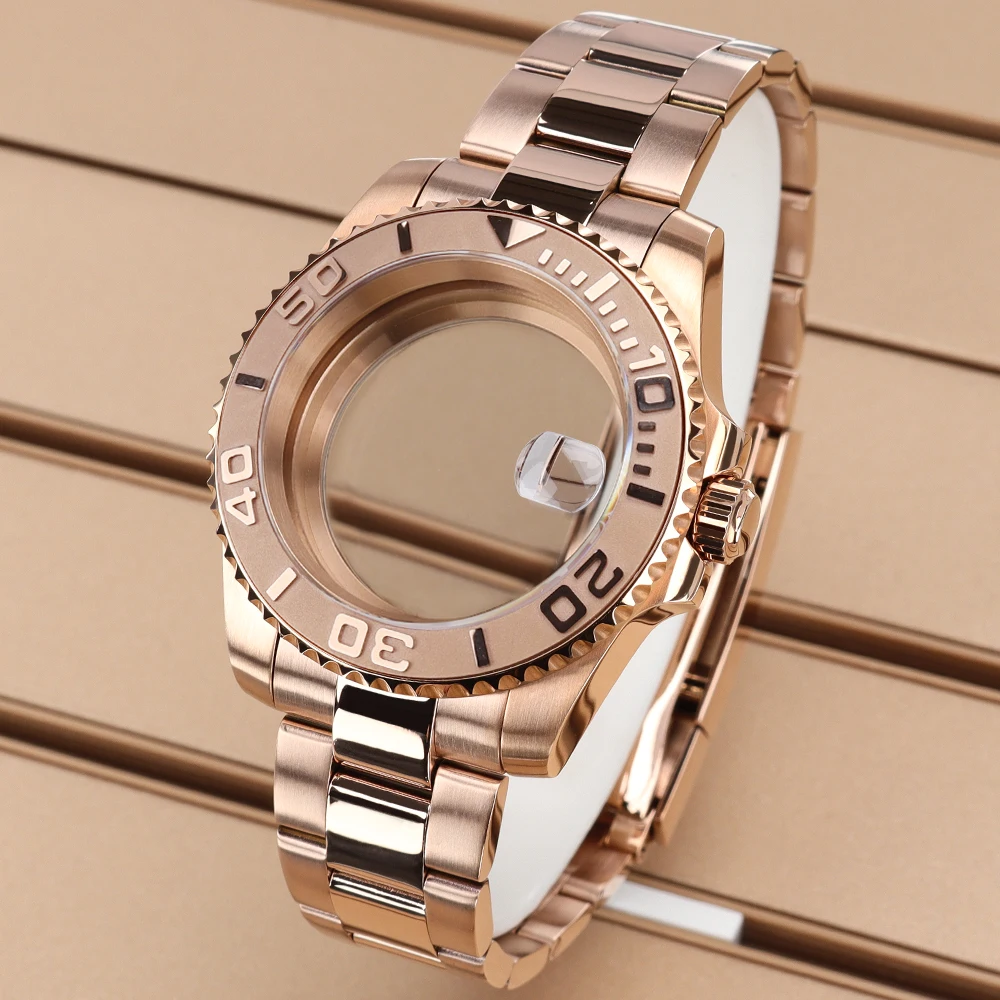 Корпус часов 40 мм с браслетом для Seiko NH35 NH34/36, Miyota 8215, ETA 2824, циферблат 28,5 мм, сапфировое стекло, водонепроницаемость 20 АТМ, раздвижная застежка, стиль Yacht Bezel.