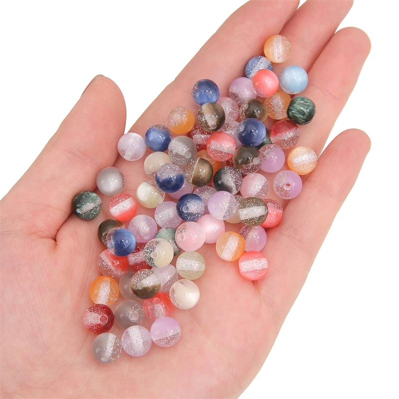 10/20pcs 8mm Resin Beads Colorful Shiny Round Beads For Jewelry Making DIY Earring Bracelet Necklace Craft Accessories