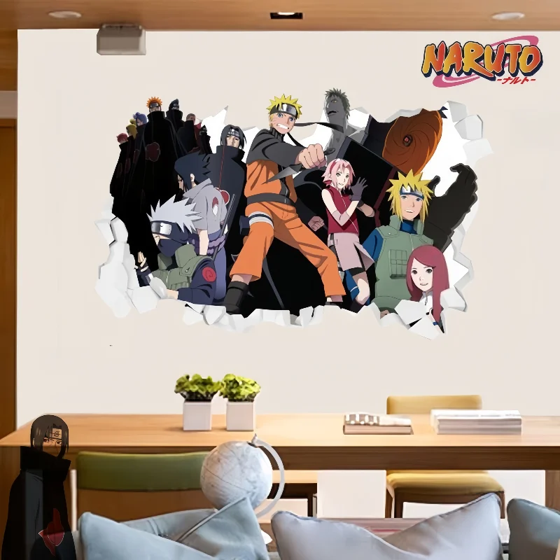 Naruto 3D Stereoscopic Wall Sticker Personality Naruto Student Dormitory Poster Wallpaper Self Adhesive Interior Decoration