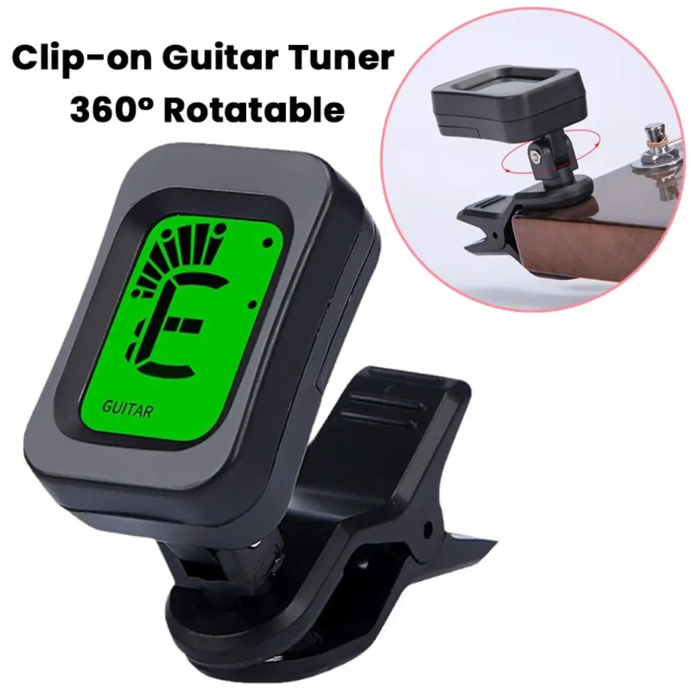 Clip-on Guitar Tuner 360 Degree Rotatable LCD Screen Electronic Tuner Guitar Parts Electric Digital Tuner