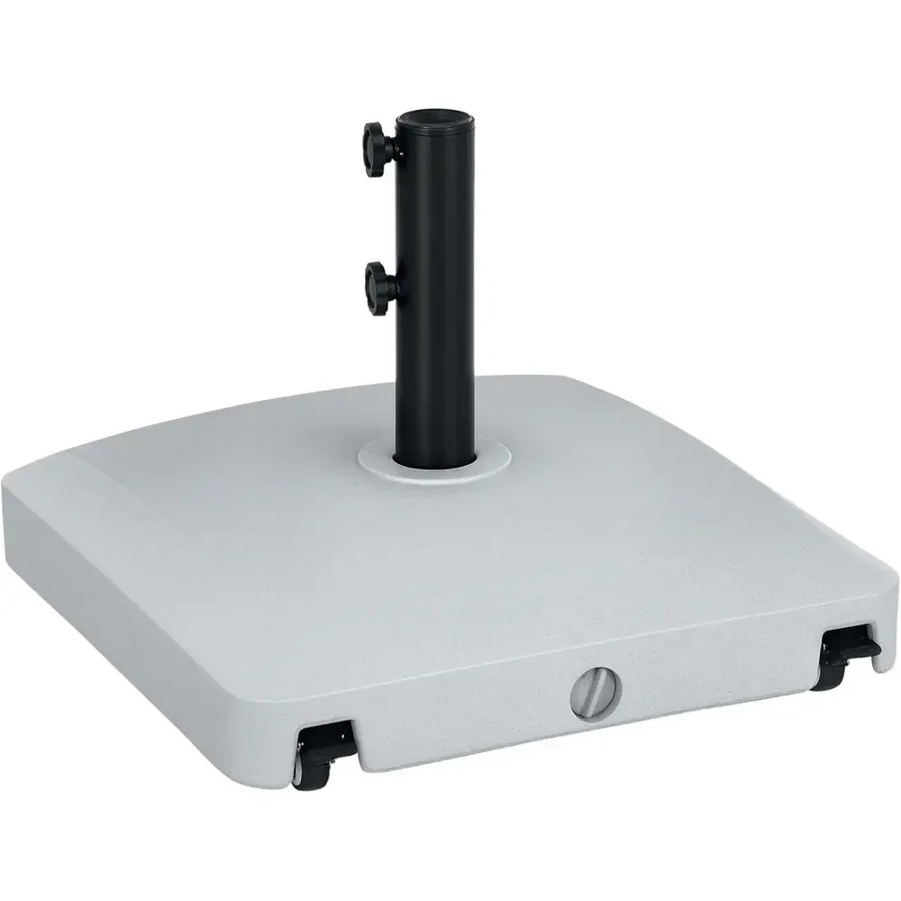 Heavy-Duty Outdoor Umbrella Base with Wheels, 53 lbs Water or 66 lbs Sand Capacity, Gray
