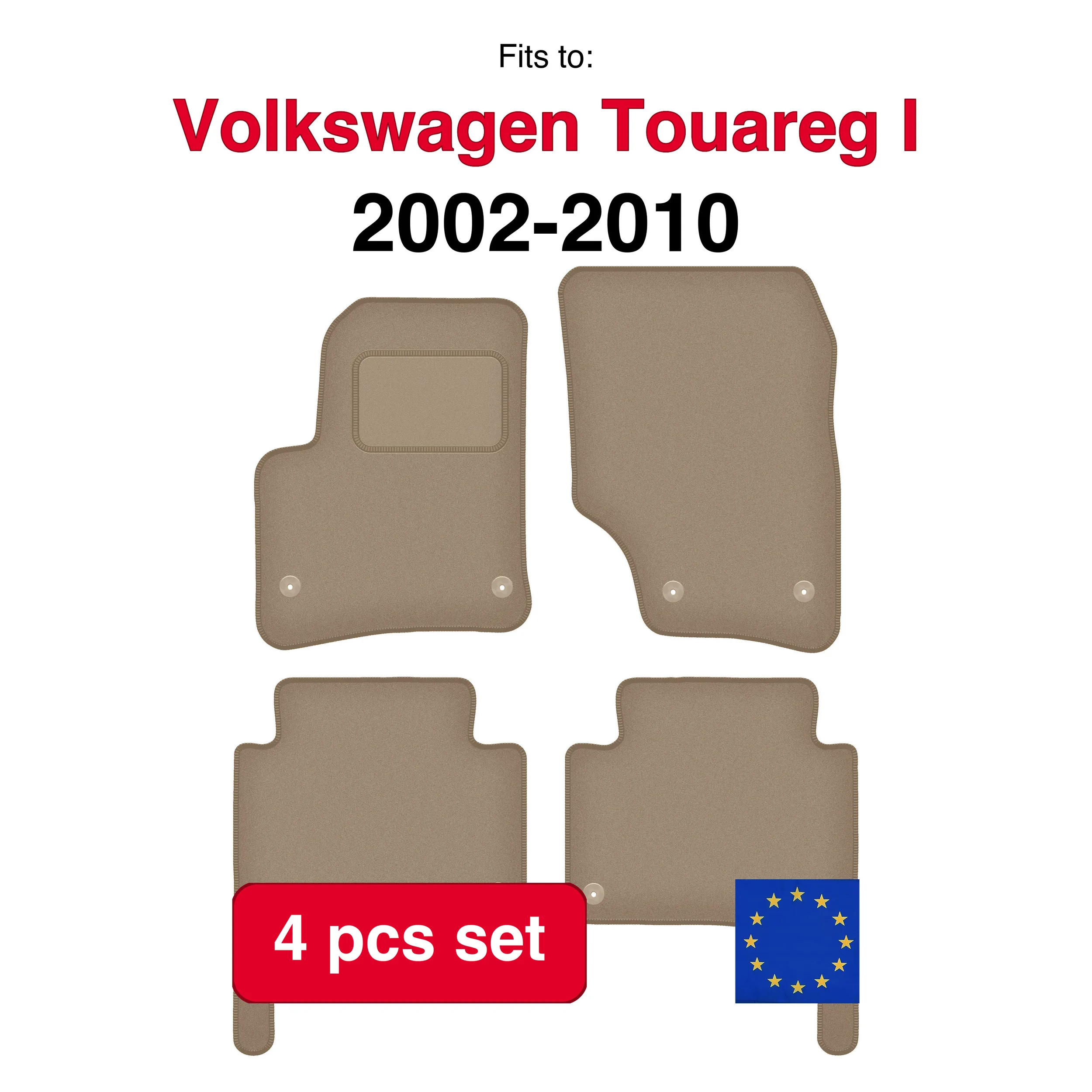 Image of Volkswagen Touareg I SUV (2002-2010) -beige (4 Stück) passgenaues Auto-Fußmattenset