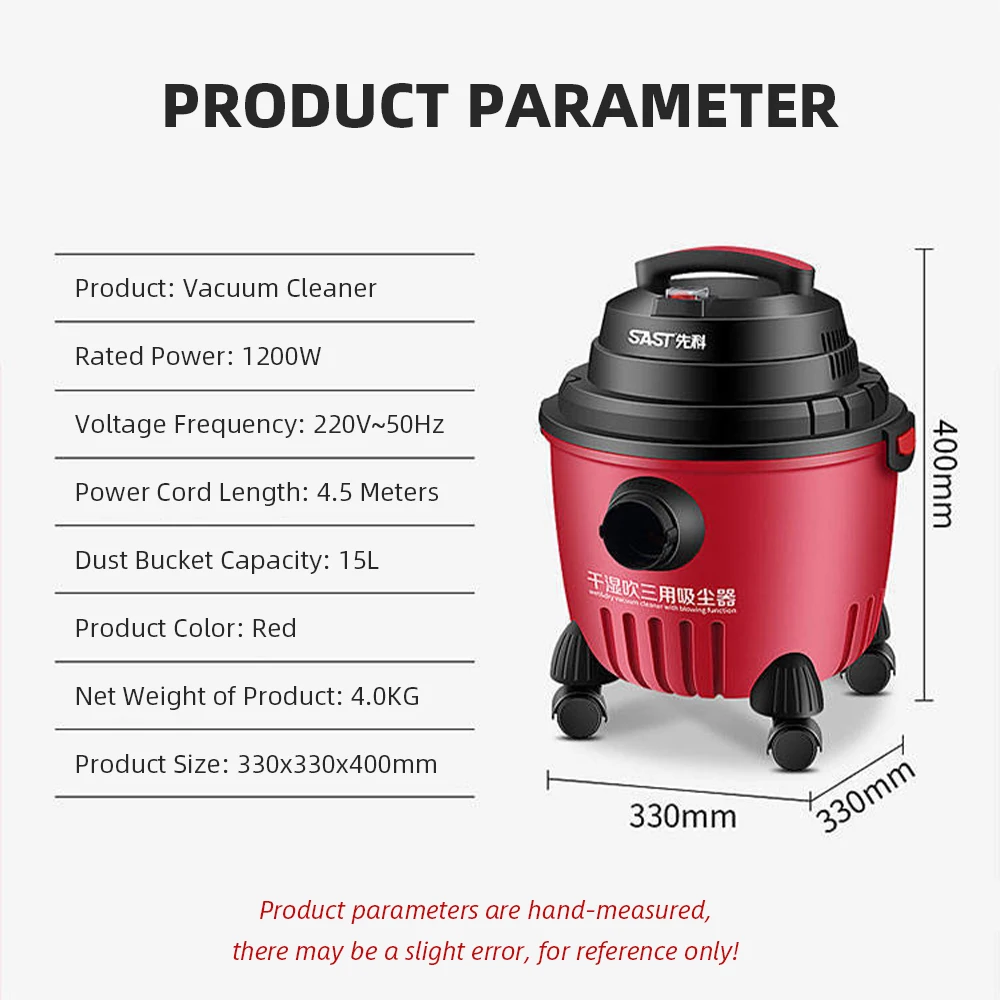 220V 1200W High-power Bucket Dry Wet Blow Vacuum Cleaner Dusting Machine Household Crevice Cleaners Electric Vacuum Cleaner