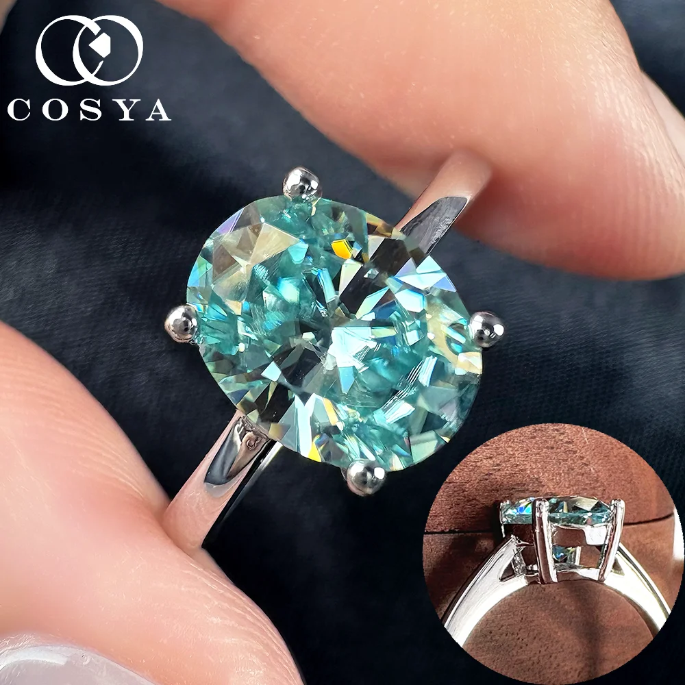 

COSYA 1CT 2CT Oval Cut Moissanite Ring For Women S925 Sterling Silver Blue Lab Diamond Sparkling Daity Party Fine Jewelry Gift