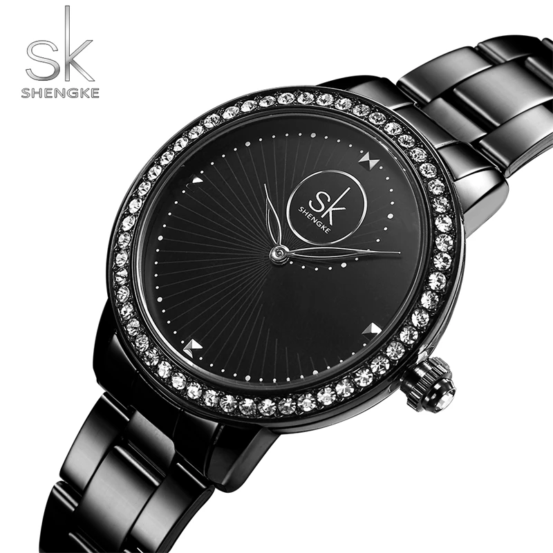 Shengke Rose Gold Watch Women Quartz Watches Ladies Top Brand Crystal Luxury Female Wristwatches Girl Clock Relogio Feminino