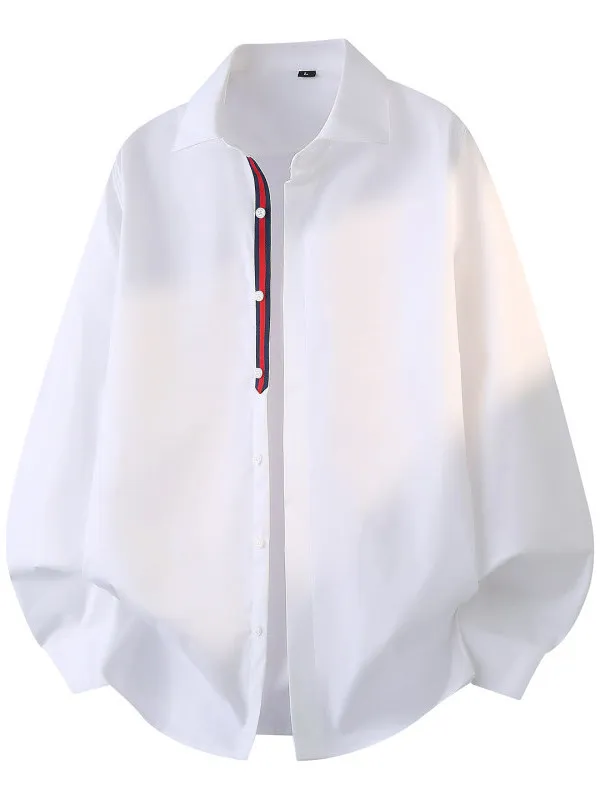 

Ele Embroidered Loose Long Sve Men's irt Faionable Urban Sle Spring Autumn Casual Commute No Ironing Required